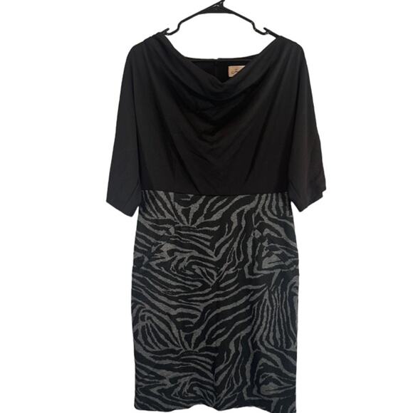 Jessica Howard Black & Gray Tiger Striped Animal Print Dress Women Sz 8 - Picture 1 of 9